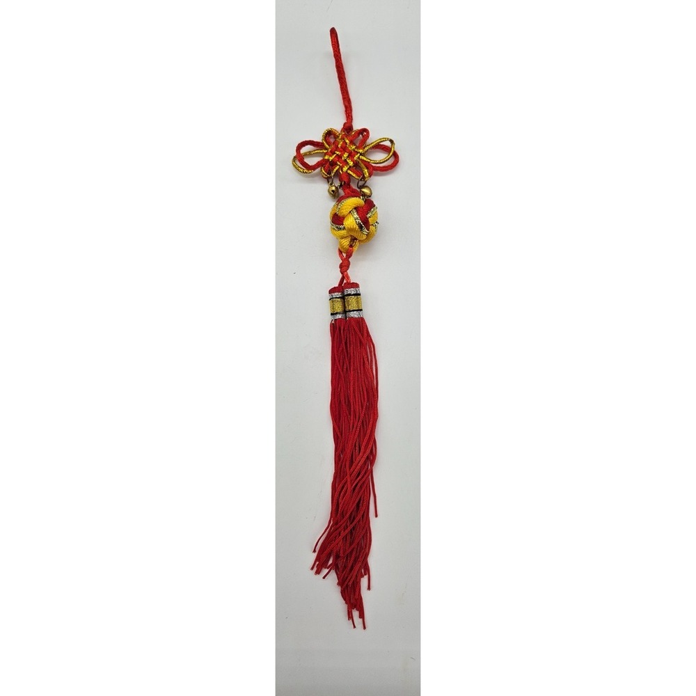 Chinese Knot Tassel Ornament Red Gold‎ Bells Lunar New Year Good Luck Charm 11in